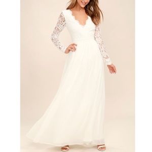 Lulu’s Awaken My Love White Long Sleeve Lace Maxi